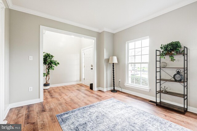 857 Barcelona St, Townsend, DE 19734 - entryway with wood finished floors, crown molding, and baseboards