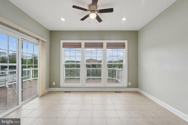 20677 Erskine Ter, Ashburn, VA 20147 - empty room with baseboards, light tile patterned flooring, a ceiling fan, and recessed lighting