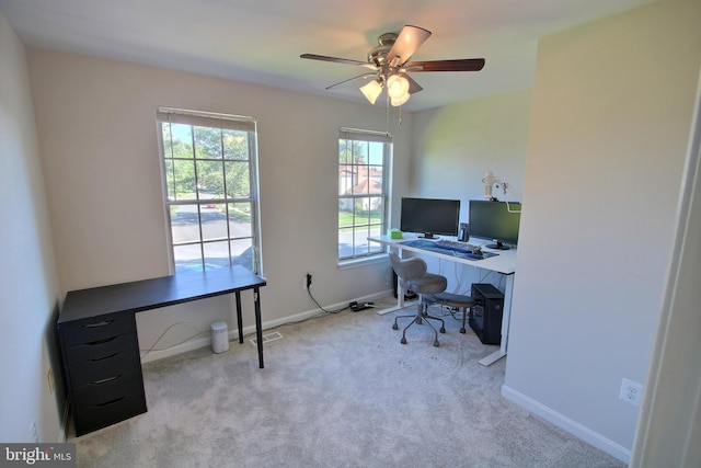 813 Pointer Ridge Dr, Gaithersburg, MD 20878 - carpeted home office featuring ceiling fan and baseboards