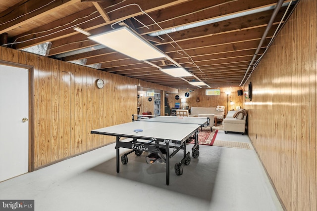 8 Crestwood Dr, Hamilton, NJ 08690 - game room featuring wood walls and finished concrete flooring