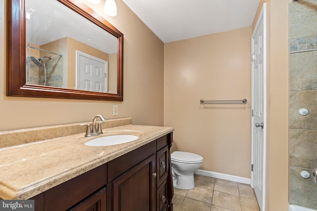 18000 Davis Ln, Boonsboro, MD 21713 - full bath with vanity, a shower, toilet, tile patterned flooring, and baseboards