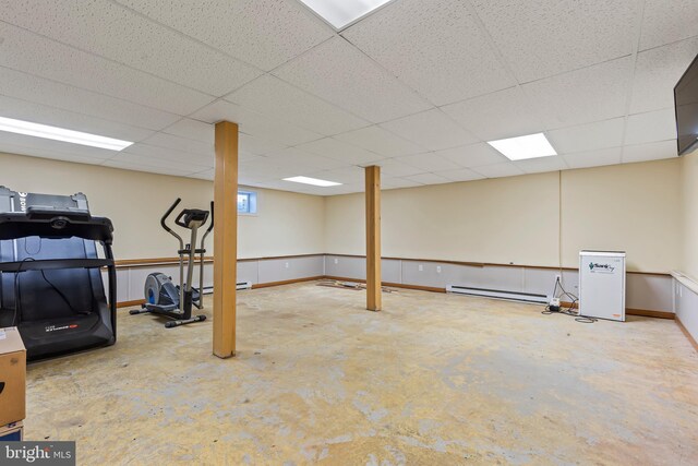 18000 Davis Ln, Boonsboro, MD 21713 - finished below grade area featuring a drop ceiling, baseboard heating, and baseboards