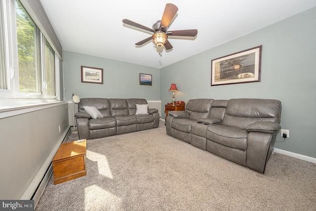 5330 Birney Hwy, Aston, PA 19014 - carpeted living room featuring ceiling fan and baseboards