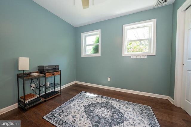 5330 Birney Hwy, Aston, PA 19014 - office area with baseboards, dark wood-style floors, and ceiling fan