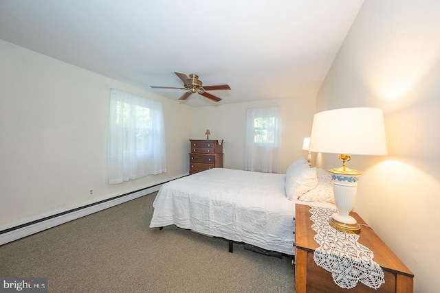 5330 Birney Hwy, Aston, PA 19014 - carpeted bedroom with a baseboard radiator and a ceiling fan