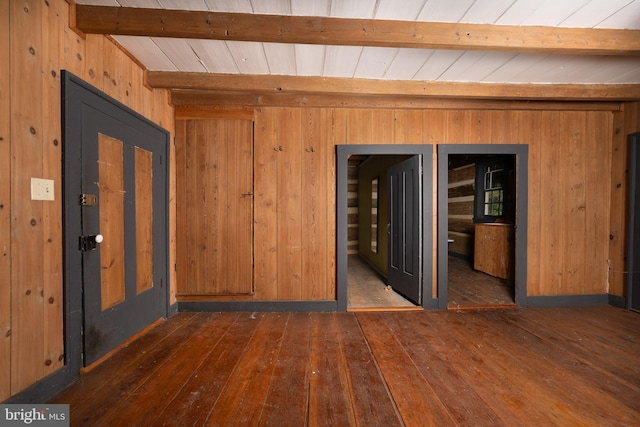5143 S Middle Rd, Mount Jackson, VA 22842 - unfurnished room with beam ceiling, hardwood / wood-style flooring, and wooden walls