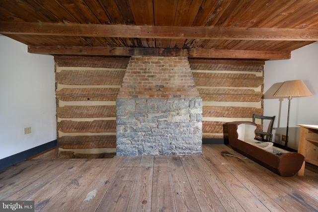 5143 S Middle Rd, Mount Jackson, VA 22842 - living area featuring wooden ceiling with exposed beams, wood-type flooring, and baseboards