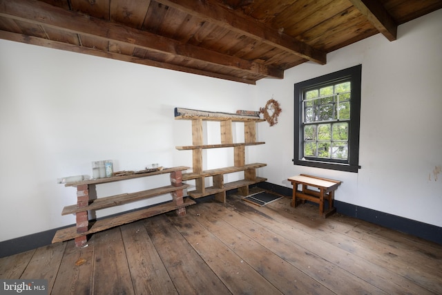 5143 S Middle Rd, Mount Jackson, VA 22842 - sitting room featuring wooden ceiling with exposed beams, wood-type flooring, and baseboards