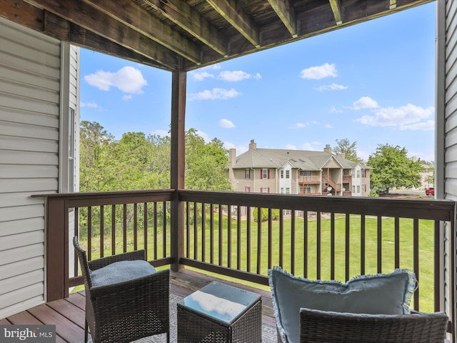 108 Timberlake Ter Unit 7, Stephens City, VA 22655 - wooden terrace with a residential view, a lawn, and an outdoor living space