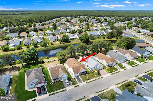 53 Stockport Dr, Toms River, NJ 08757 - aerial overview of property's location with a forest, a large body of water, and nearby suburban area