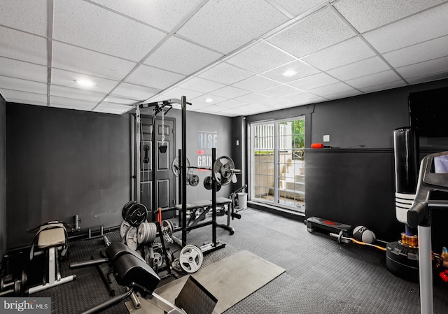 56 Thackery Ct, Sewell, NJ 08080 - exercise area with a drop ceiling and recessed lighting