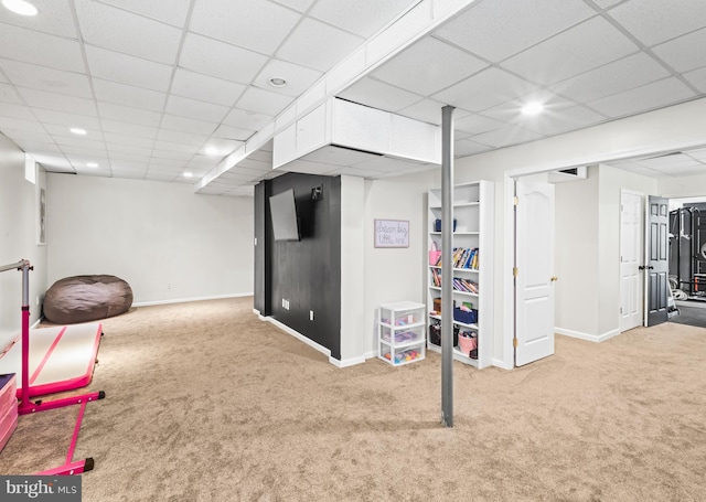 56 Thackery Ct, Sewell, NJ 08080 - finished basement featuring carpet flooring, a drop ceiling, recessed lighting, and baseboards