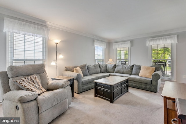 8314 Graceway Dr, Lorton, VA 22079 - living room featuring crown molding and light carpet