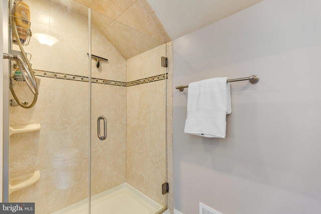 8314 Graceway Dr, Lorton, VA 22079 - full bath with a shower stall and lofted ceiling
