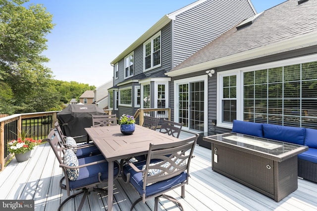 8314 Graceway Dr, Lorton, VA 22079 - deck featuring outdoor dining area and an outdoor living space with a fire pit