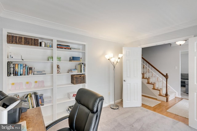 8314 Graceway Dr, Lorton, VA 22079 - office area featuring ornamental molding and wood finished floors