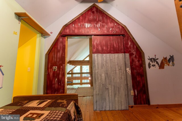 969 Hoyes Run Rd, Oakland, MD 21550 - bedroom featuring hardwood / wood-style floors and lofted ceiling