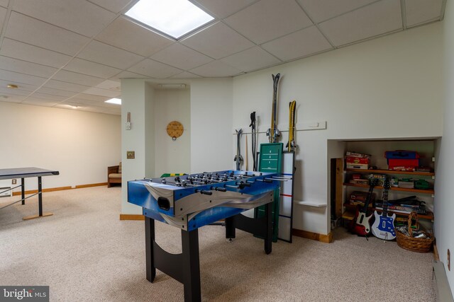 969 Hoyes Run Rd, Oakland, MD 21550 - game room with carpet flooring, a paneled ceiling, and baseboards