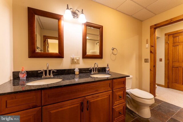 969 Hoyes Run Rd, Oakland, MD 21550 - bathroom with double vanity, toilet, and a drop ceiling