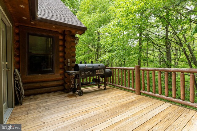 969 Hoyes Run Rd, Oakland, MD 21550 - wooden terrace featuring grilling area