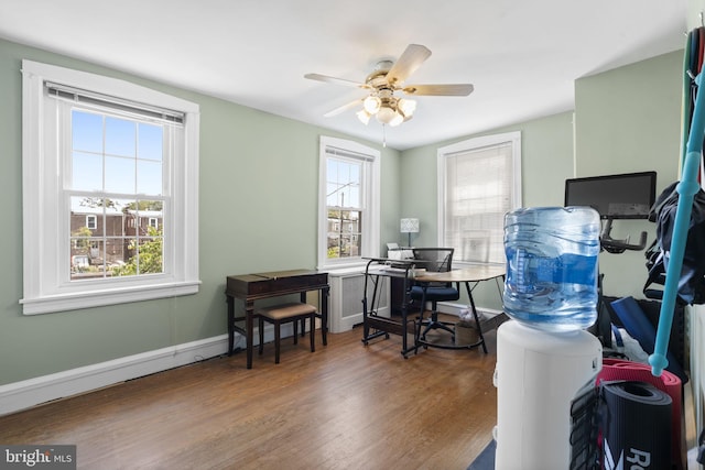1614 Pine St, Norristown, PA 19401 - home office with wood finished floors, ceiling fan, and baseboards