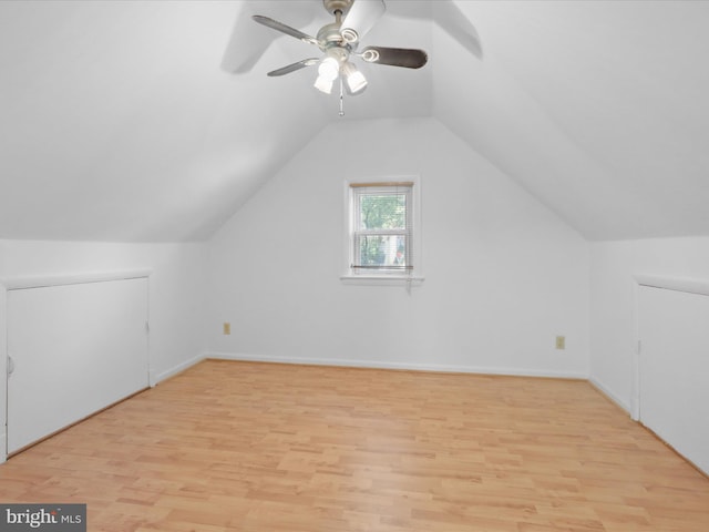 3912 13th St S, Arlington, VA 22204 - bonus room featuring light wood-style flooring, ceiling fan, lofted ceiling, and baseboards