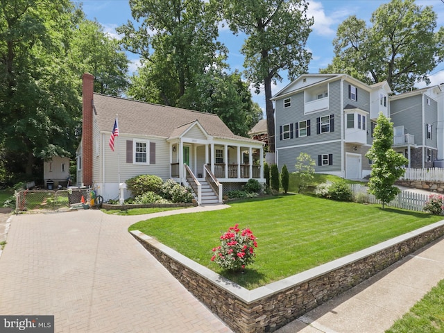 3912 13th St S, Arlington, VA 22204 - view of front of property with a porch and a chimney