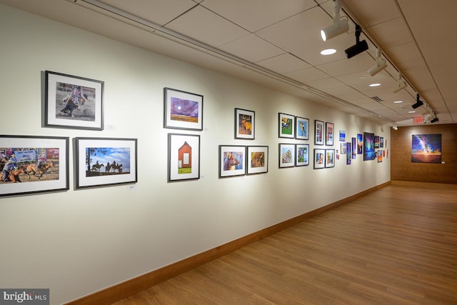 5904 Mount Eagle Dr Unit 1105, Alexandria, VA 22303 - corridor featuring wood finished floors, baseboards, and rail lighting