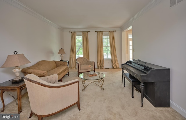 2056 Derbyshire Rd, Furlong, PA 18925 - living room with ornamental molding, light carpet, and baseboards