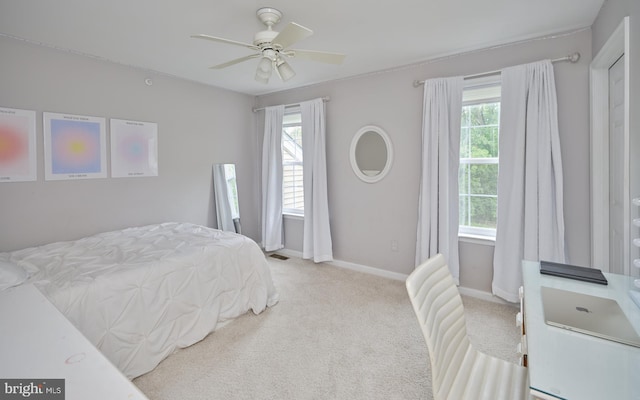 2056 Derbyshire Rd, Furlong, PA 18925 - carpeted bedroom with multiple windows, baseboards, and ceiling fan