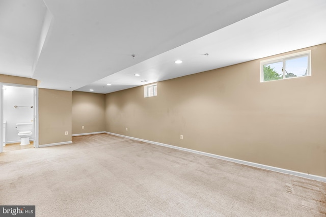 15626 Chadsey Ln, Brandywine, MD 20613 - below grade area featuring light carpet, baseboards, and recessed lighting