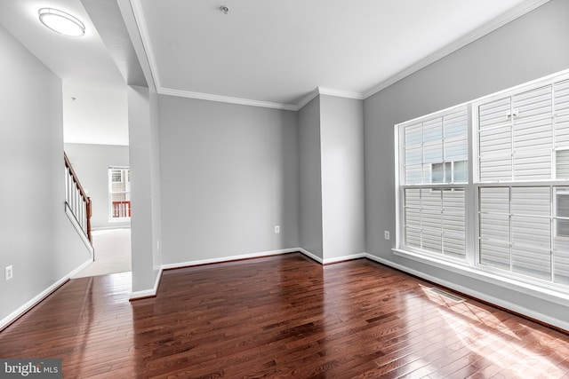 15626 Chadsey Ln, Brandywine, MD 20613 - spare room with hardwood / wood-style floors, baseboards, ornamental molding, and stairway