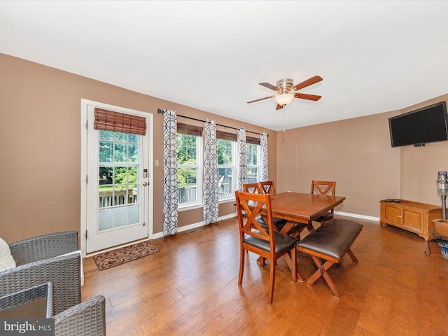 5500 Upshur Sq, Frederick, MD 21703 - dining space featuring a ceiling fan, baseboards, and wood finished floors