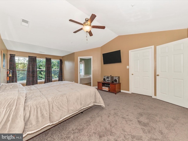 5500 Upshur Sq, Frederick, MD 21703 - bedroom with vaulted ceiling, carpet flooring, baseboards, and a ceiling fan