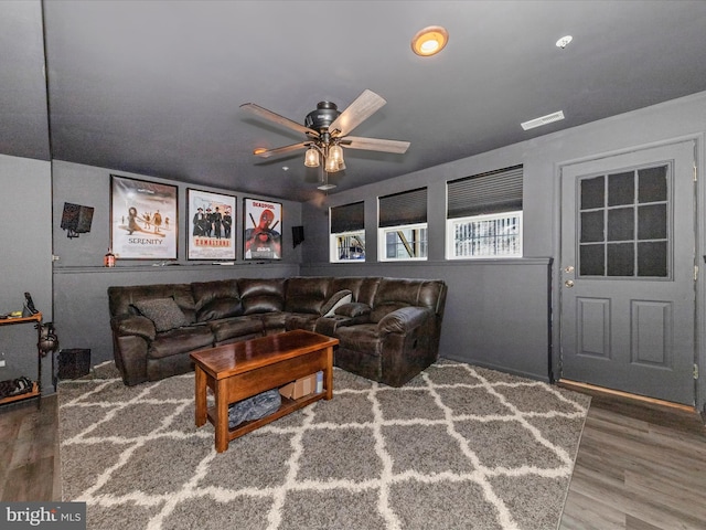 5500 Upshur Sq, Frederick, MD 21703 - living room featuring wood finished floors and ceiling fan