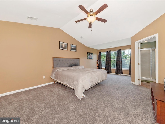 5500 Upshur Sq, Frederick, MD 21703 - bedroom featuring vaulted ceiling, carpet floors, baseboards, and ceiling fan