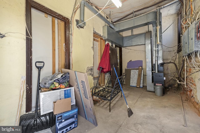 below grade area with electric panel