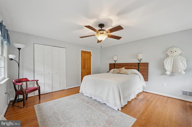 1 Locust Ln, Media, PA 19063 - bedroom featuring wood finished floors, a closet, baseboards, and a ceiling fan