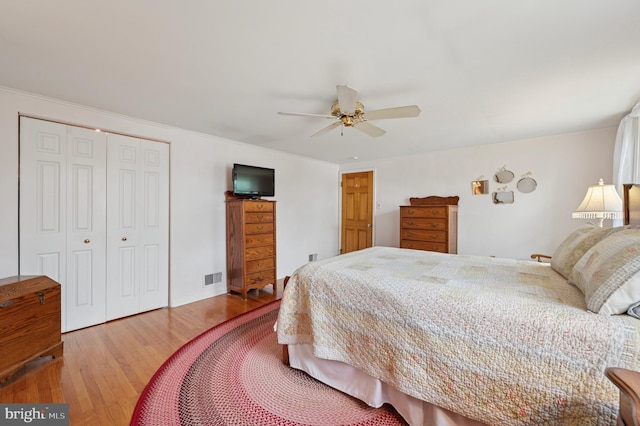 1 Locust Ln, Media, PA 19063 - bedroom featuring a closet, wood finished floors, and a ceiling fan