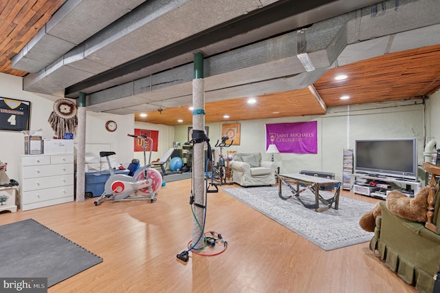1 Locust Ln, Media, PA 19063 - exercise area featuring wood finished floors and recessed lighting