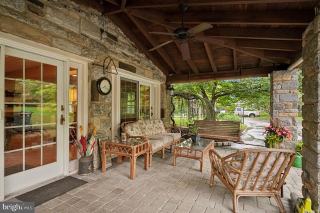 1 Locust Ln, Media, PA 19063 - view of patio / terrace with ceiling fan and an outdoor hangout area