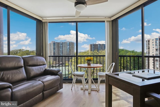 5904 Mount Eagle Dr Unit 1003, Alexandria, VA 22303 - sunroom with a city view, a wall of windows, and wood finished floors