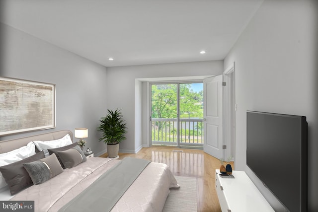 8118 Chapel Cove Dr, Laurel, MD 20707 - bedroom featuring light wood-type flooring, recessed lighting, access to outside, and baseboards