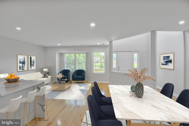 8118 Chapel Cove Dr, Laurel, MD 20707 - dining space with light wood-style floors, recessed lighting, and baseboards