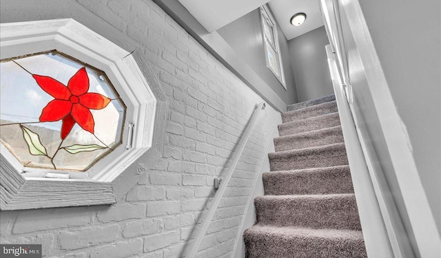 212 Broad St, Elmer, NJ 08318 - stairway with brick wall