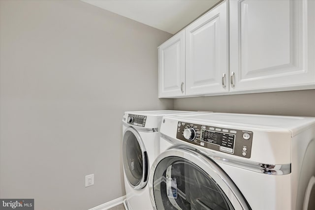 9830 Forge Valley Ct, Perry Hall, MD 21128 - laundry area with cabinet space, independent washer and dryer, and baseboards