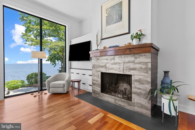 2514 Lyon Dr, Annapolis, MD 21403 - living room featuring wood finished floors and a tiled fireplace
