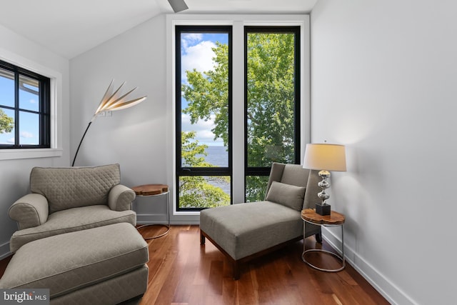 2514 Lyon Dr, Annapolis, MD 21403 - living area featuring wood finished floors, baseboards, and vaulted ceiling