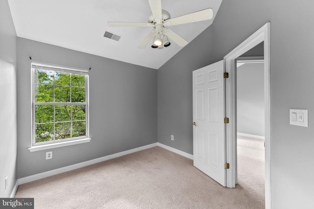 20580 Willoughby Sq, Sterling, VA 20165 - unfurnished bedroom featuring carpet floors, baseboards, vaulted ceiling, and ceiling fan