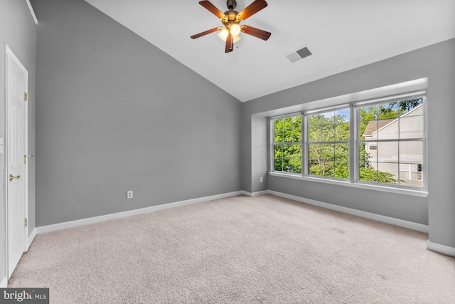 20580 Willoughby Sq, Sterling, VA 20165 - carpeted spare room with vaulted ceiling, baseboards, and ceiling fan